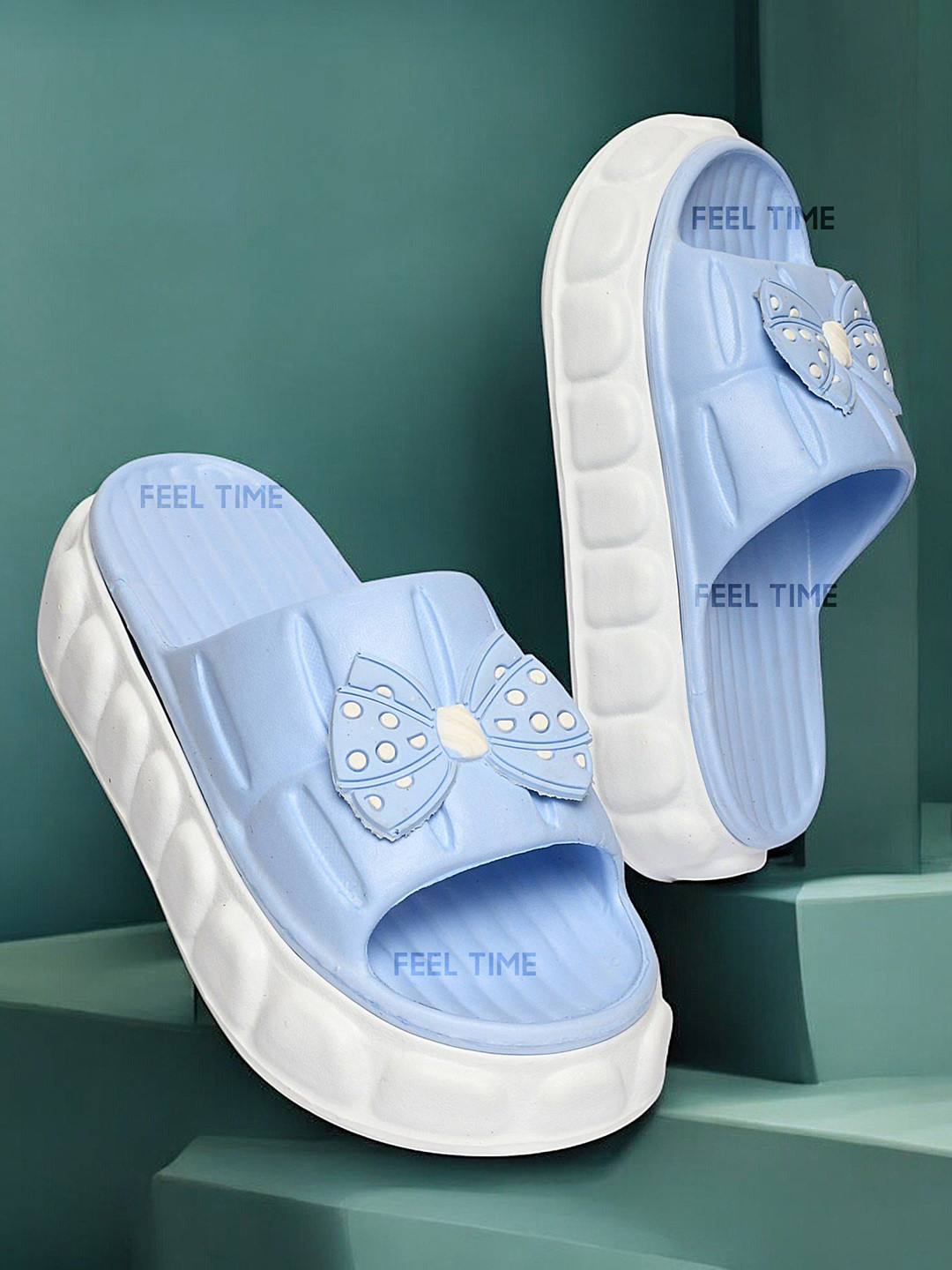 FEEL TIME Printed Open Toe Flats