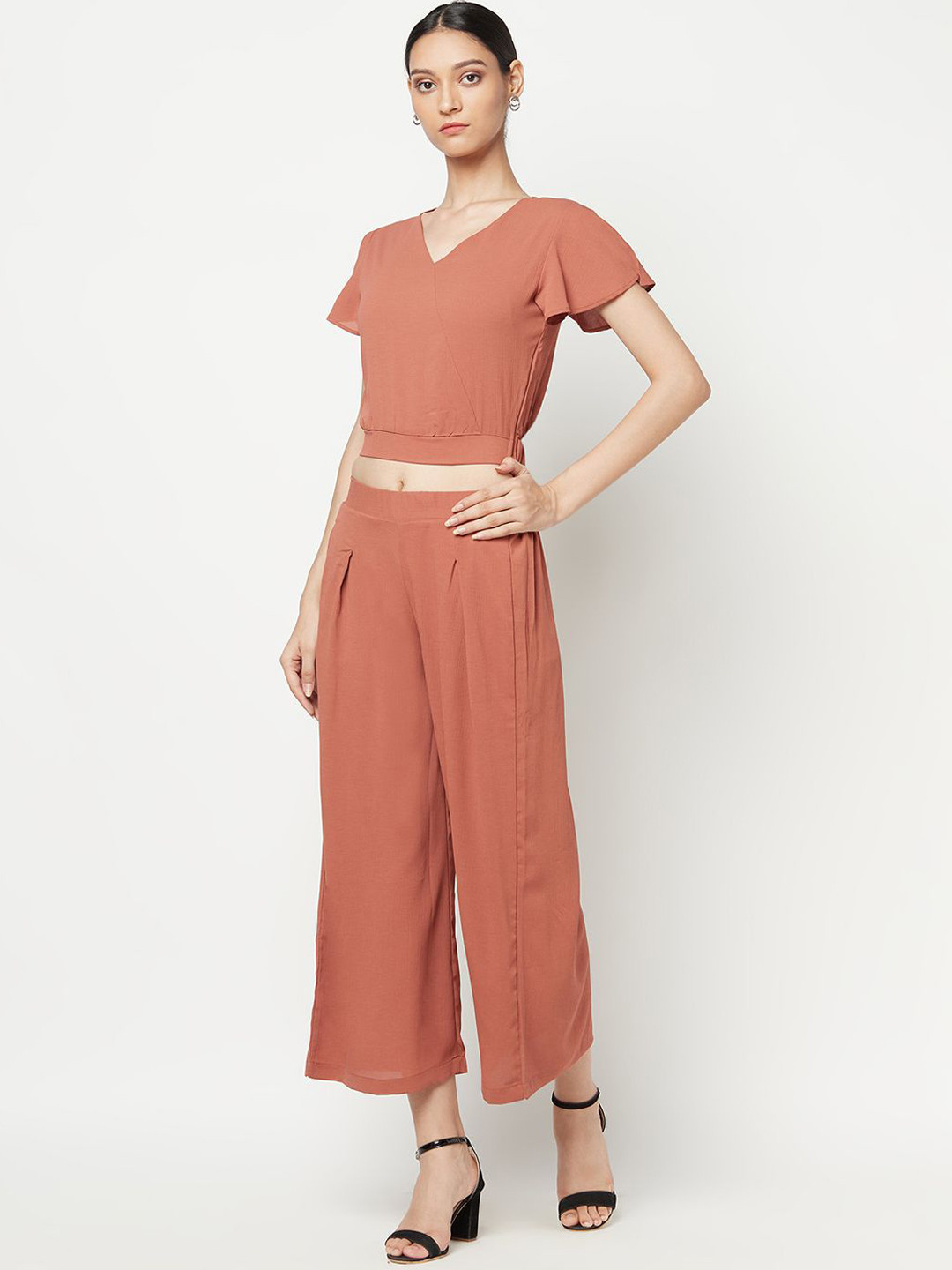 Miss Grace V Neck Top With Trousers Co-Ords