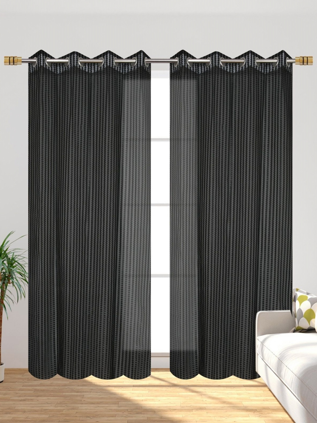 Galaxy Home Decor Black 2 Pieces Geometric Door Curtains