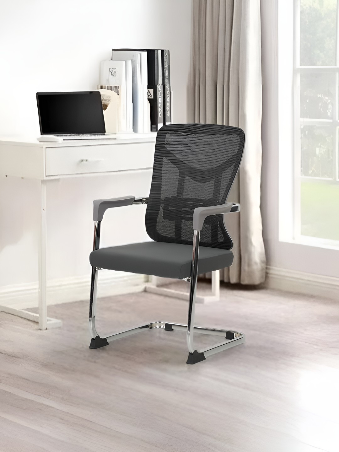 Royaloak Grey & Black Atlanta American Mesh Visitor Chair