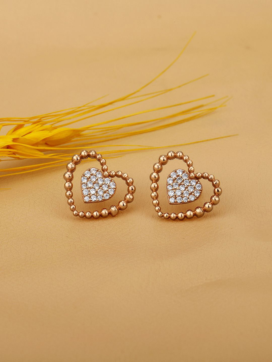 Carlton London 18kt Rose Gold Plated CZ Bold Stud Earring