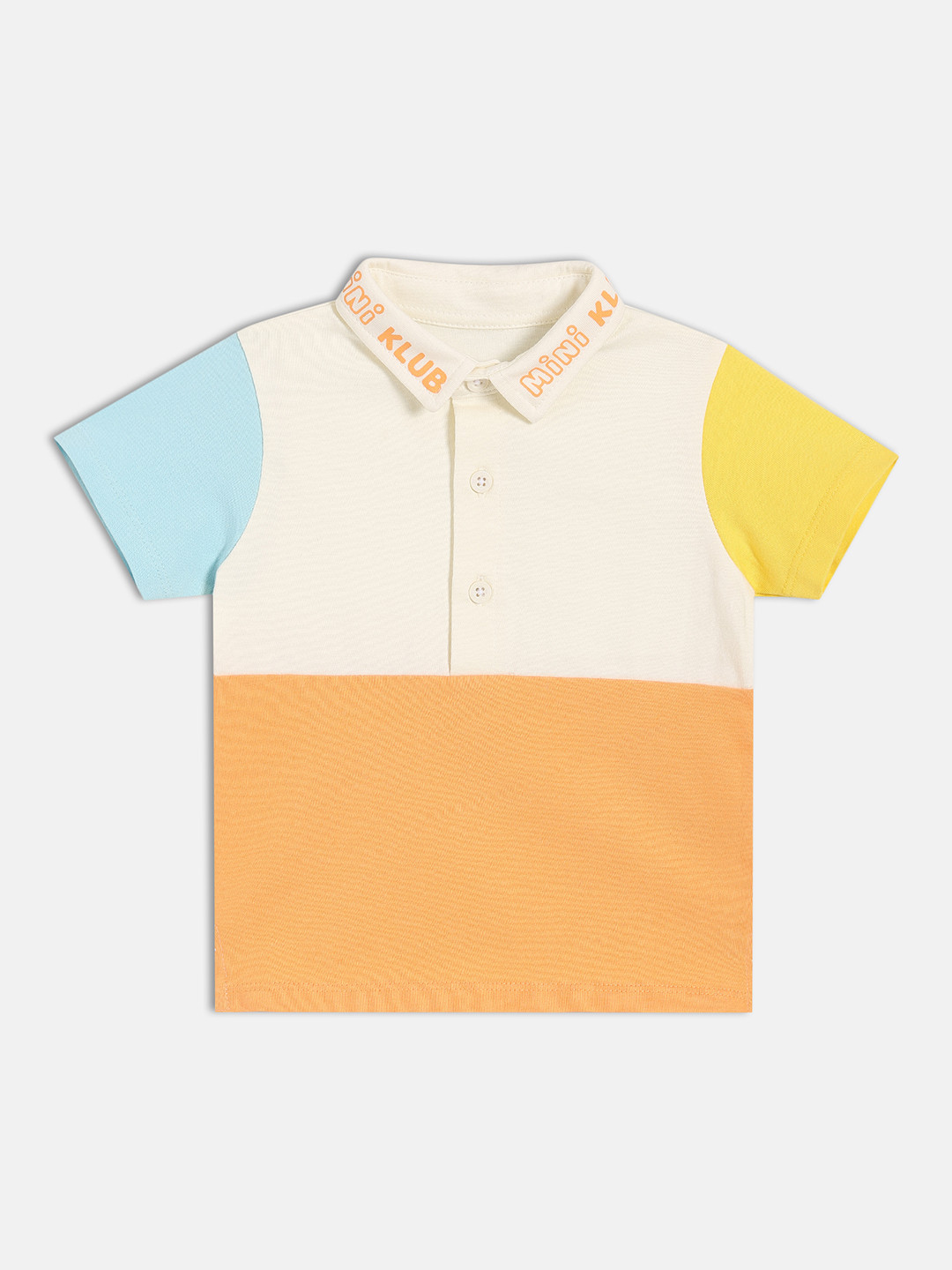 MINI KLUB Boys Colourblocked V-Neck Raw Edge T-shirt
