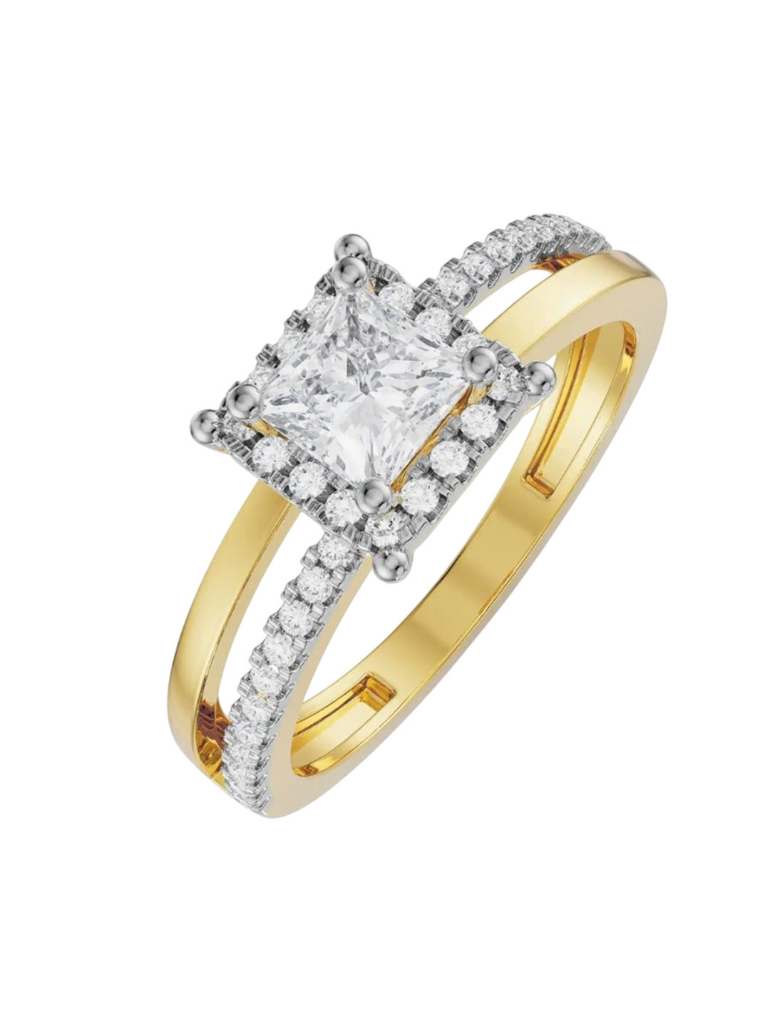 Emori Violet Princess Cut Engagement Lab Diamond Ring in 18KT Gold