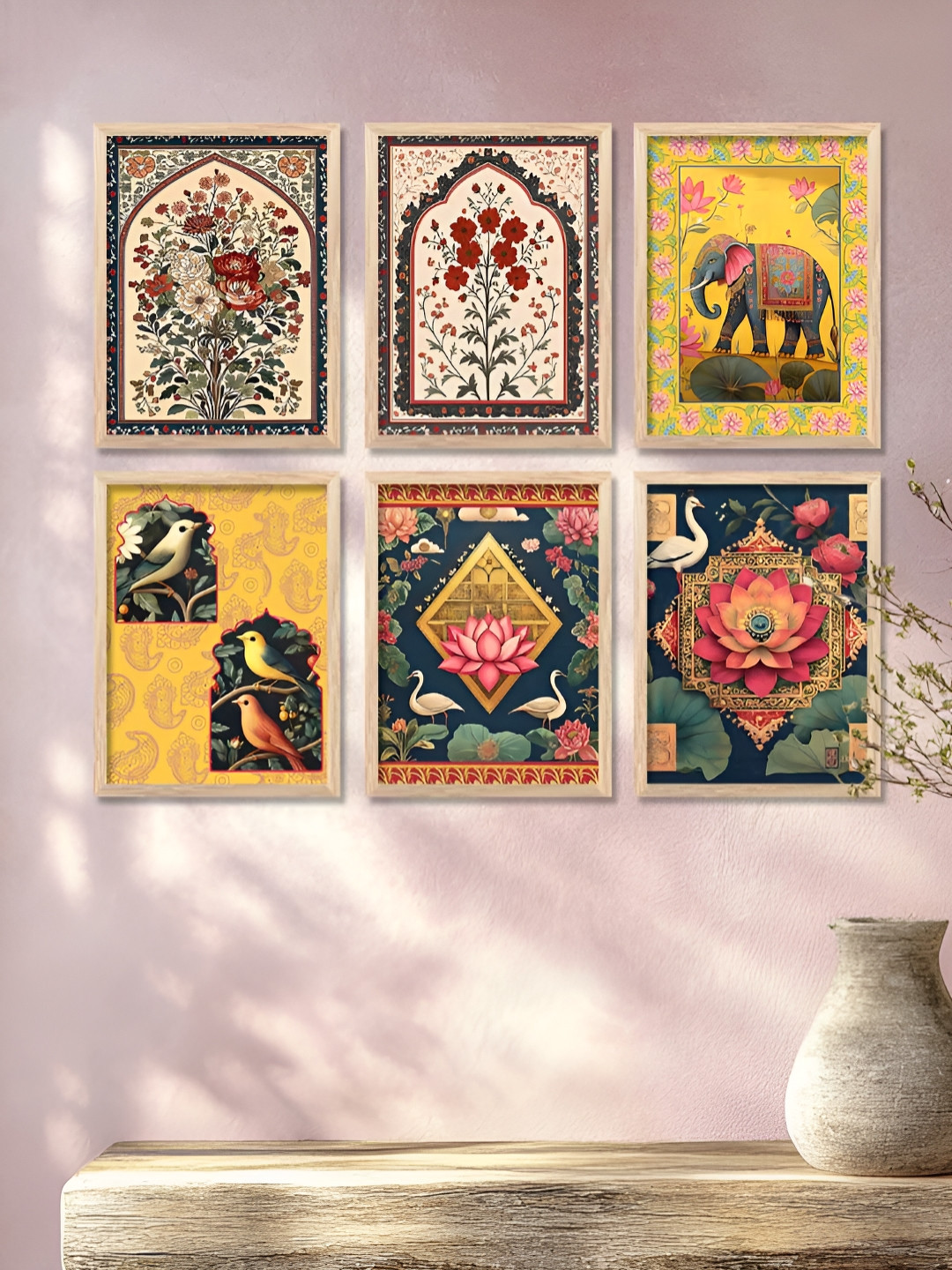 Kotart Traditional Wood 6 Piece Wall Rectangle Paintings Wall Art - 32 x 27 In