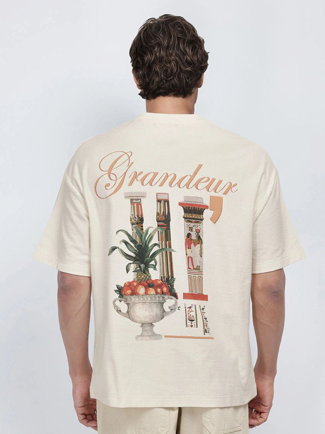 RARE RABBIT Men Printed Extended Sleeves Cut Outs T-shirt