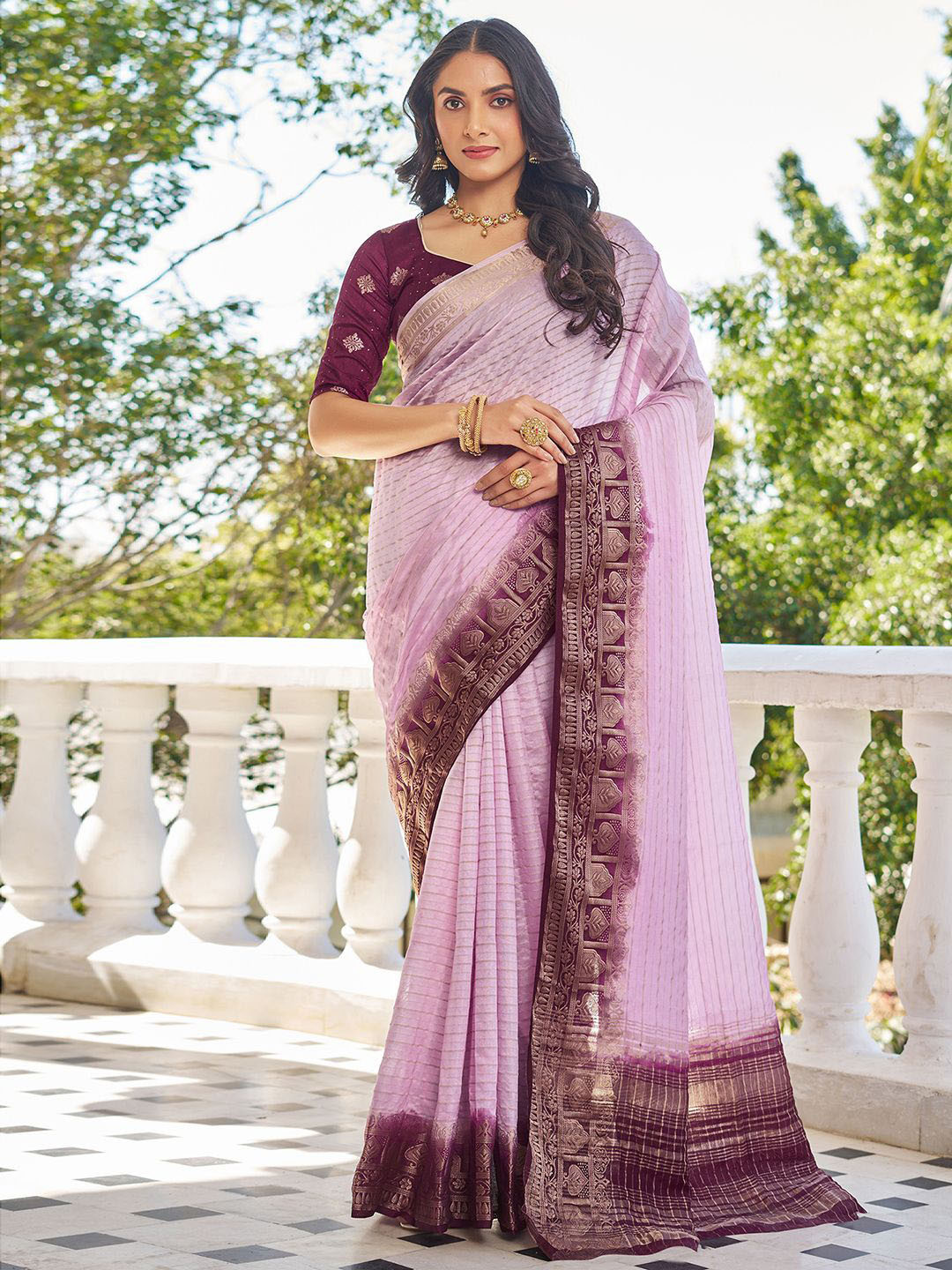 all about you Striped Zari  Patola Saree