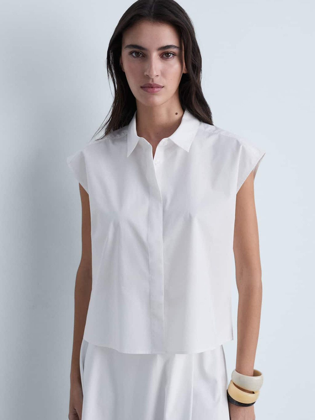 MANGO Pure Cotton Poplin Casual Shirt