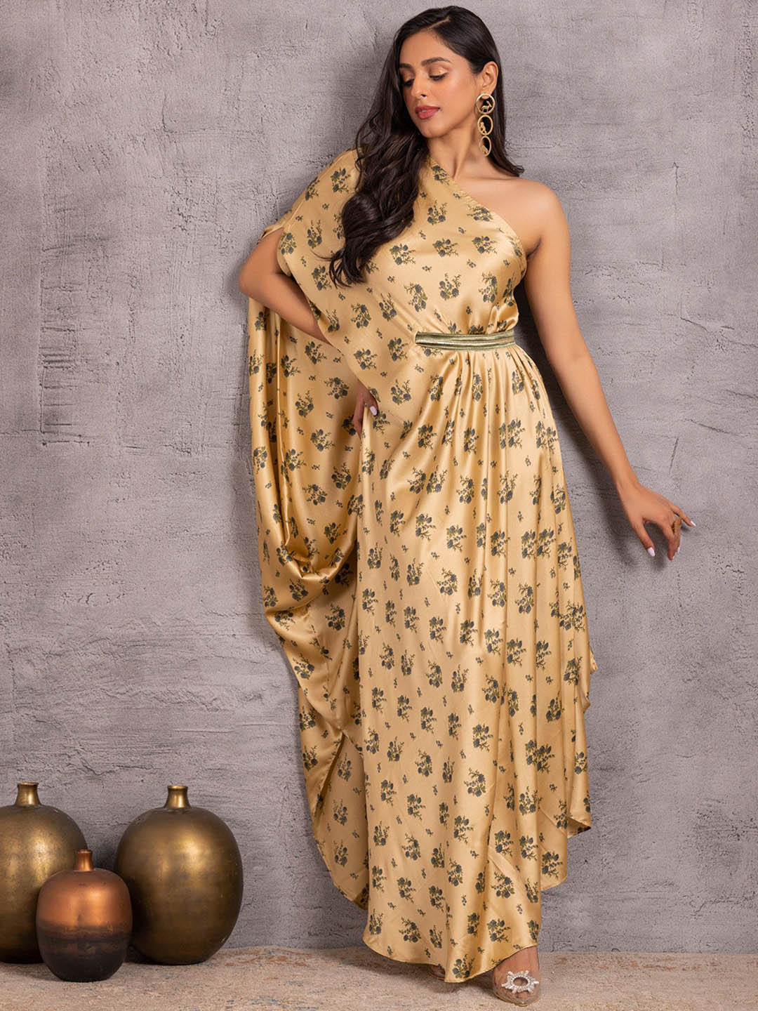 SEW Sultani Floral Printed Drape Fusion Dress