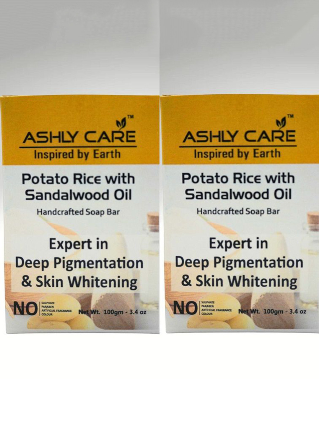 ASHLY CARE Set Of 2 Deep Pigmentation Potato Rice Sandalwood Oil Handmade Soap - 100g Each