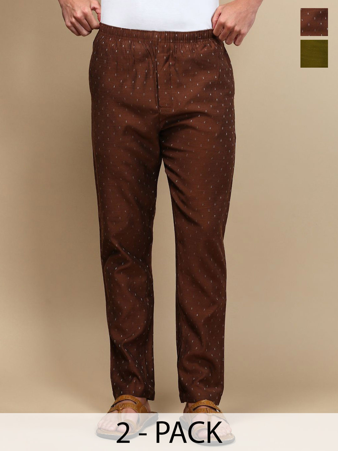 WHITE HEART Pack Of 2 Printed Pyjamas With Button Placket & 2 Side Pockets