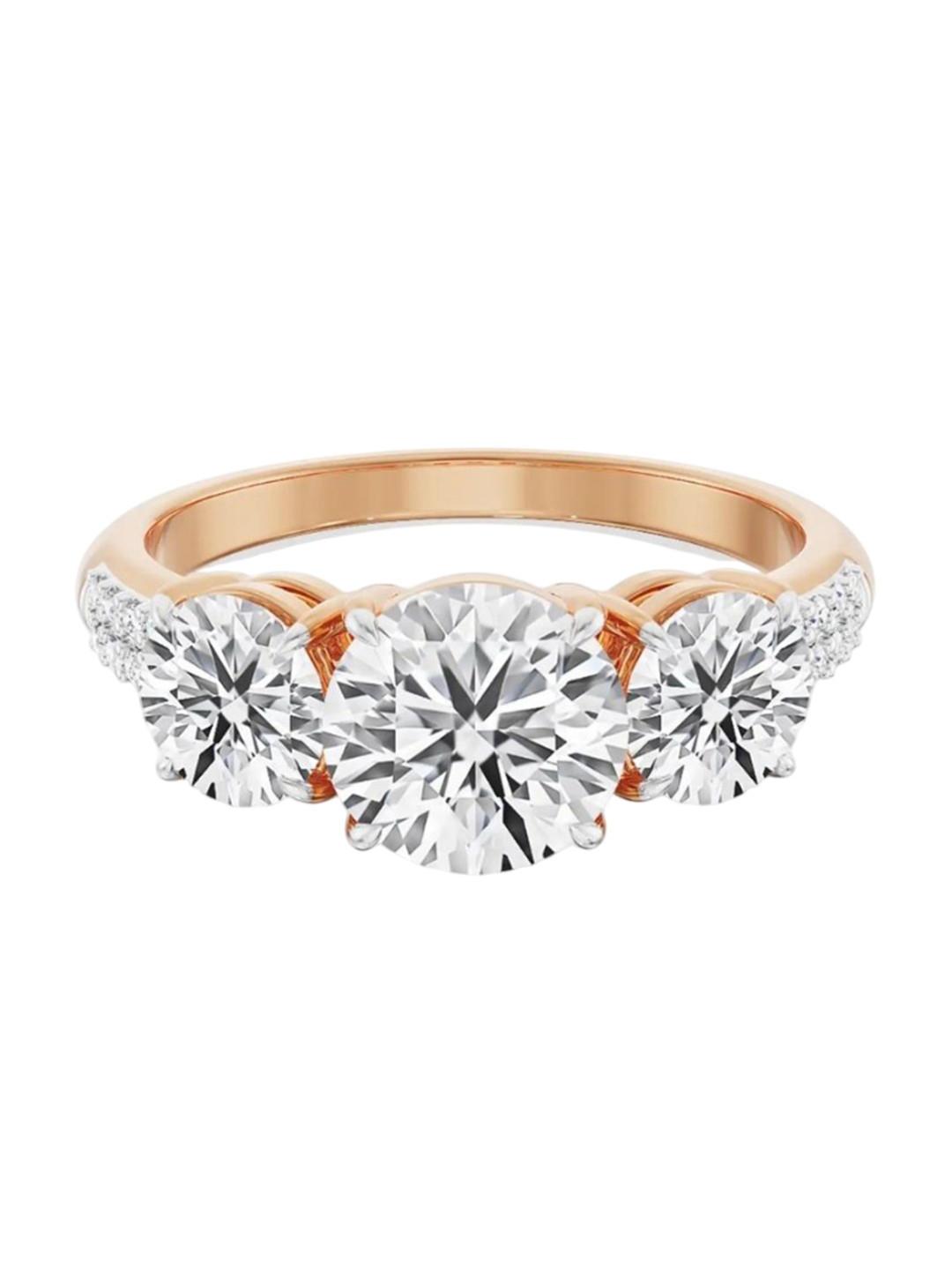 Emori Three Stone Rose Engagement Lab Diamond Ring in 18KT Gold