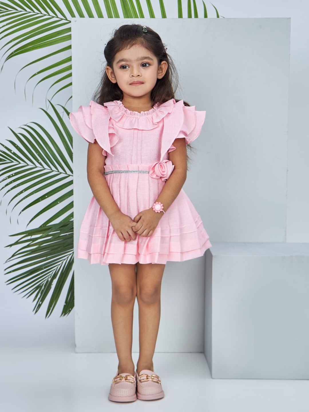 Peppermint Flutter Sleeve Chiffon A-Line Dress