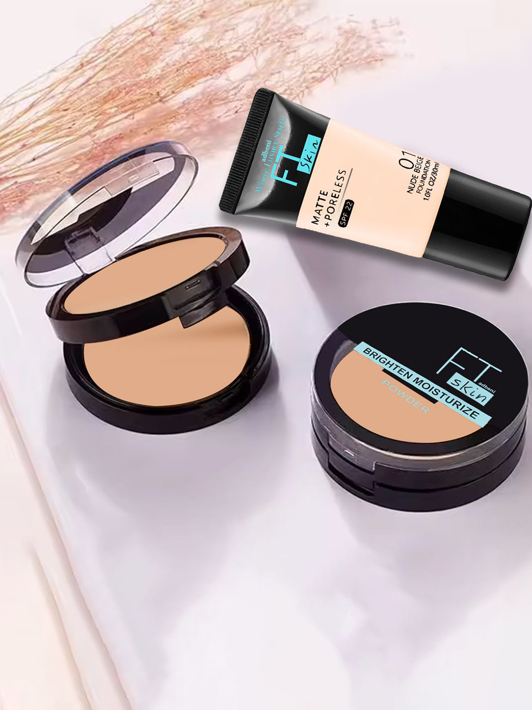 Adbeni Set Of 2 FT Skin Compact Powder - 20 g - Shade 01 & Foundation - 30 ml Shade 01