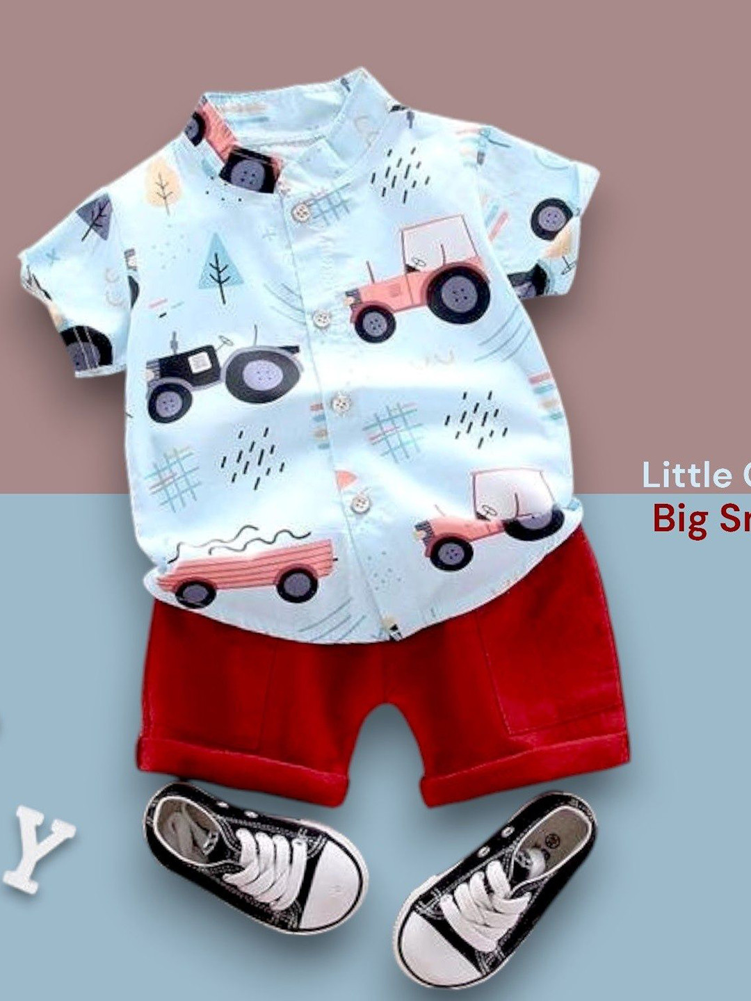 TinyBrezy Unisex Kids Printed Shirt with Shorts