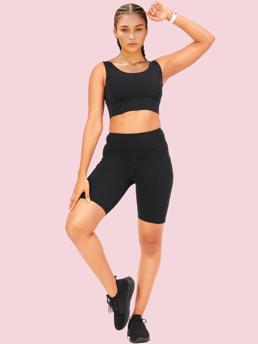 Enamor High Rise Dry Knee Length Tights With Side Pockets