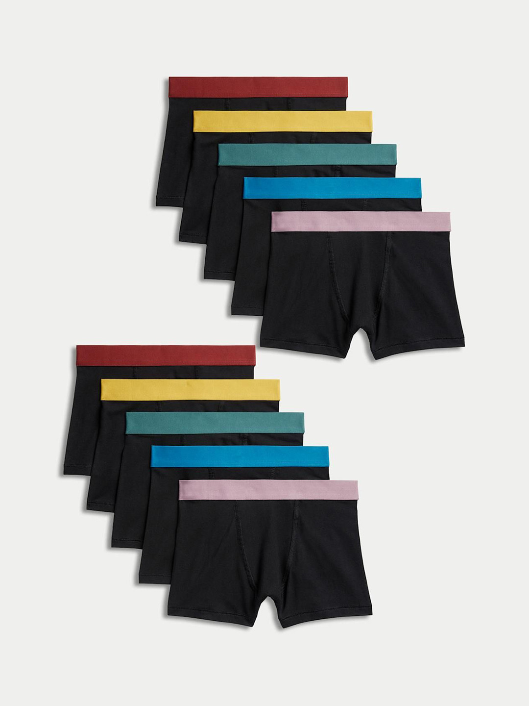 Marks & Spencer Boys Pack Of 10 Cotton Trunks T711463VBLACK MIX