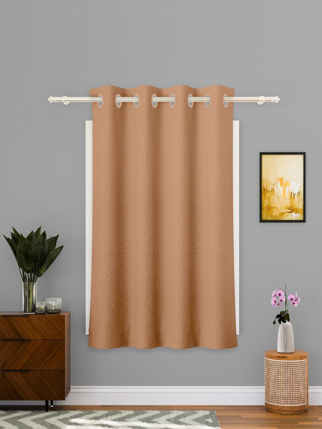 Aura Gold-Toned 5 Feet Stylish Light Control & Pests Preventive Window Curtain