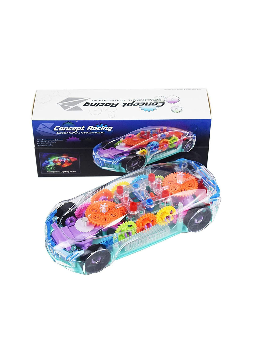 PIPALIYA Kids 360 Degree Bump & Go Rotating Transparent Concept Racing Car Toy Vehicles