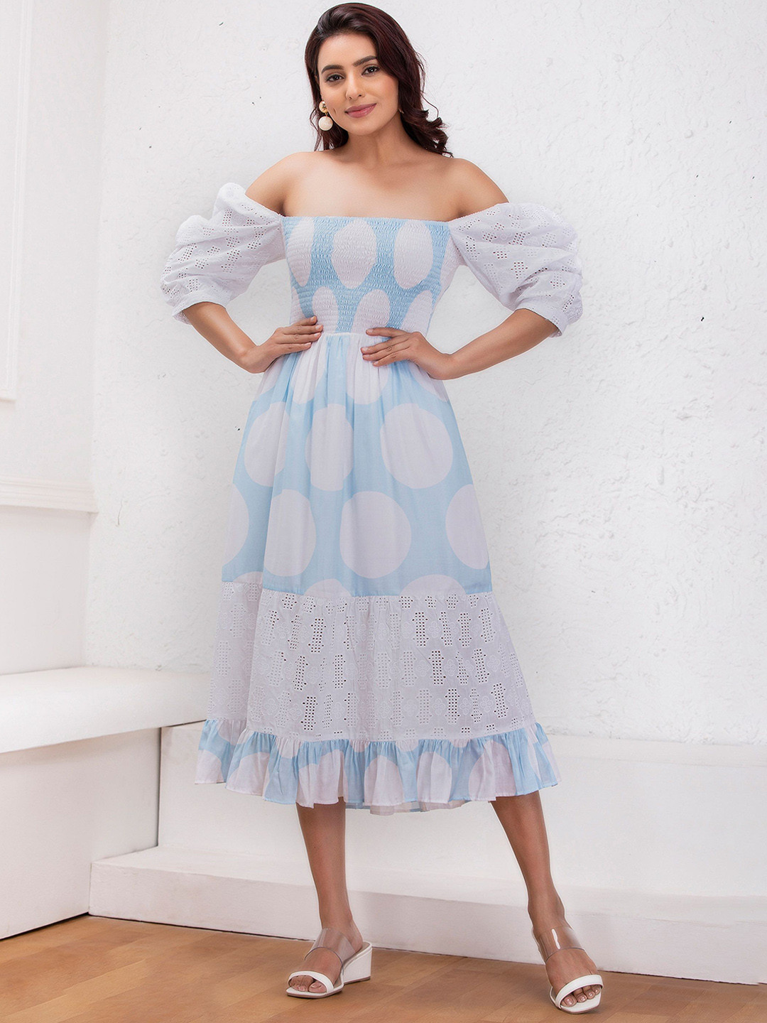SEW Oversize-Fit Printed Cotton Fit & Flared Midi Ethnic Dresses