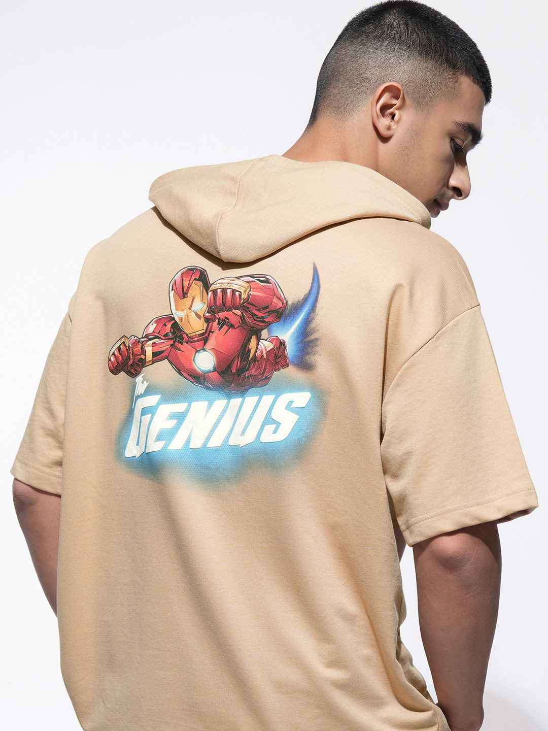 HIGHLANDER Marvel Iron Man Men Oversized Drop Shoulder Hoody Sweatshirt