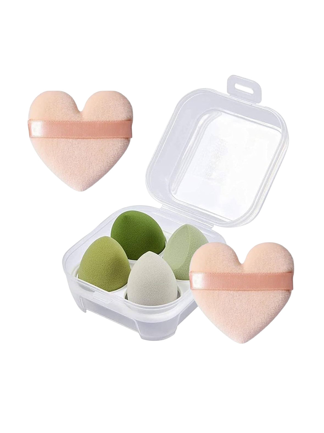 Beautiflame Set Of 6 Soft Blending Sponge & Big Heart Puff