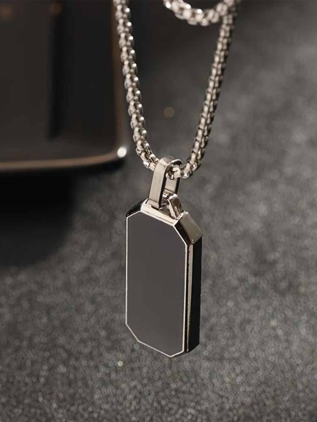 kazare Rhodium-Plated Geometric Pendants with Chains