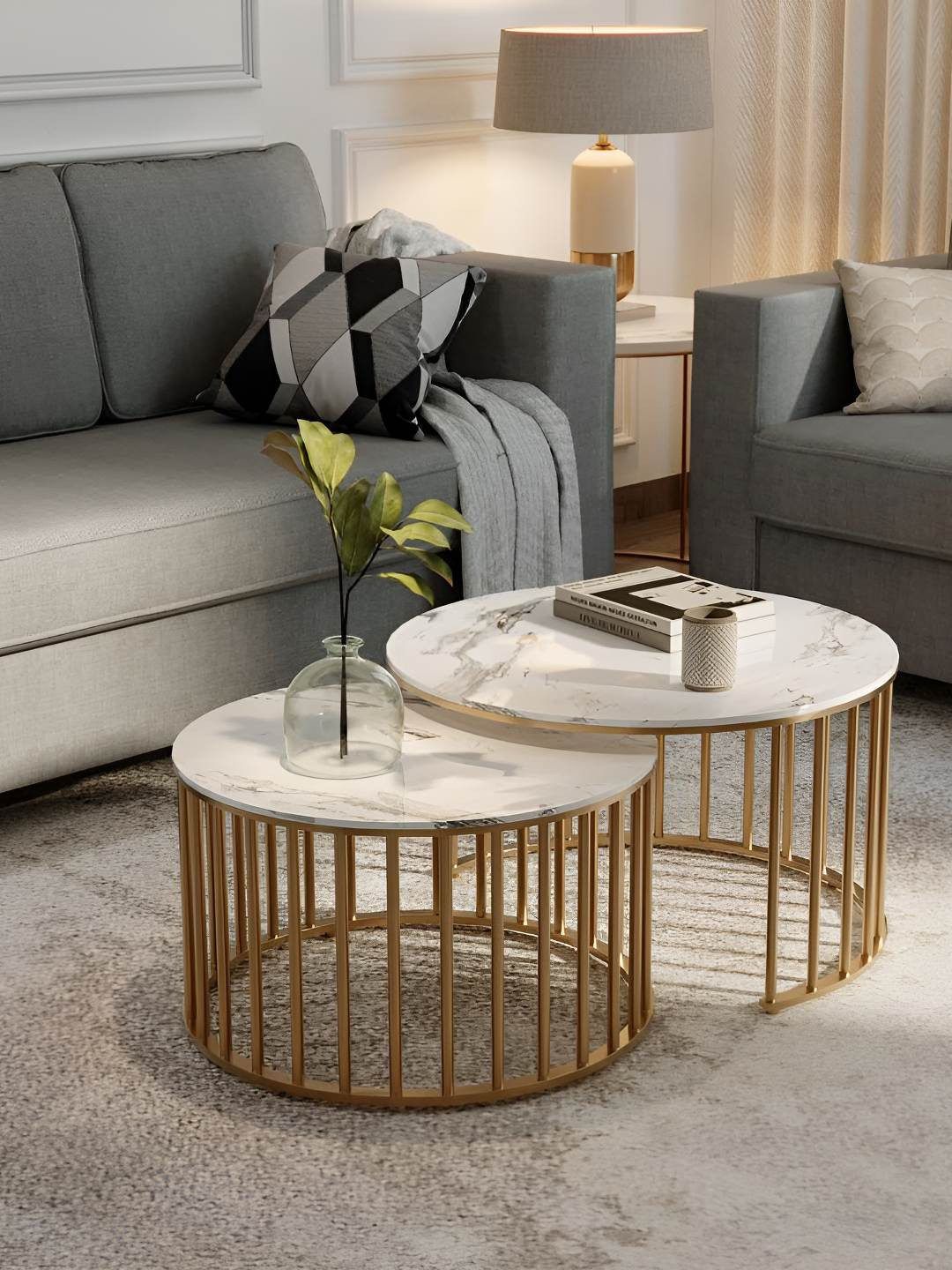 LivIn Styles White & Yellow Round CoffeeTable