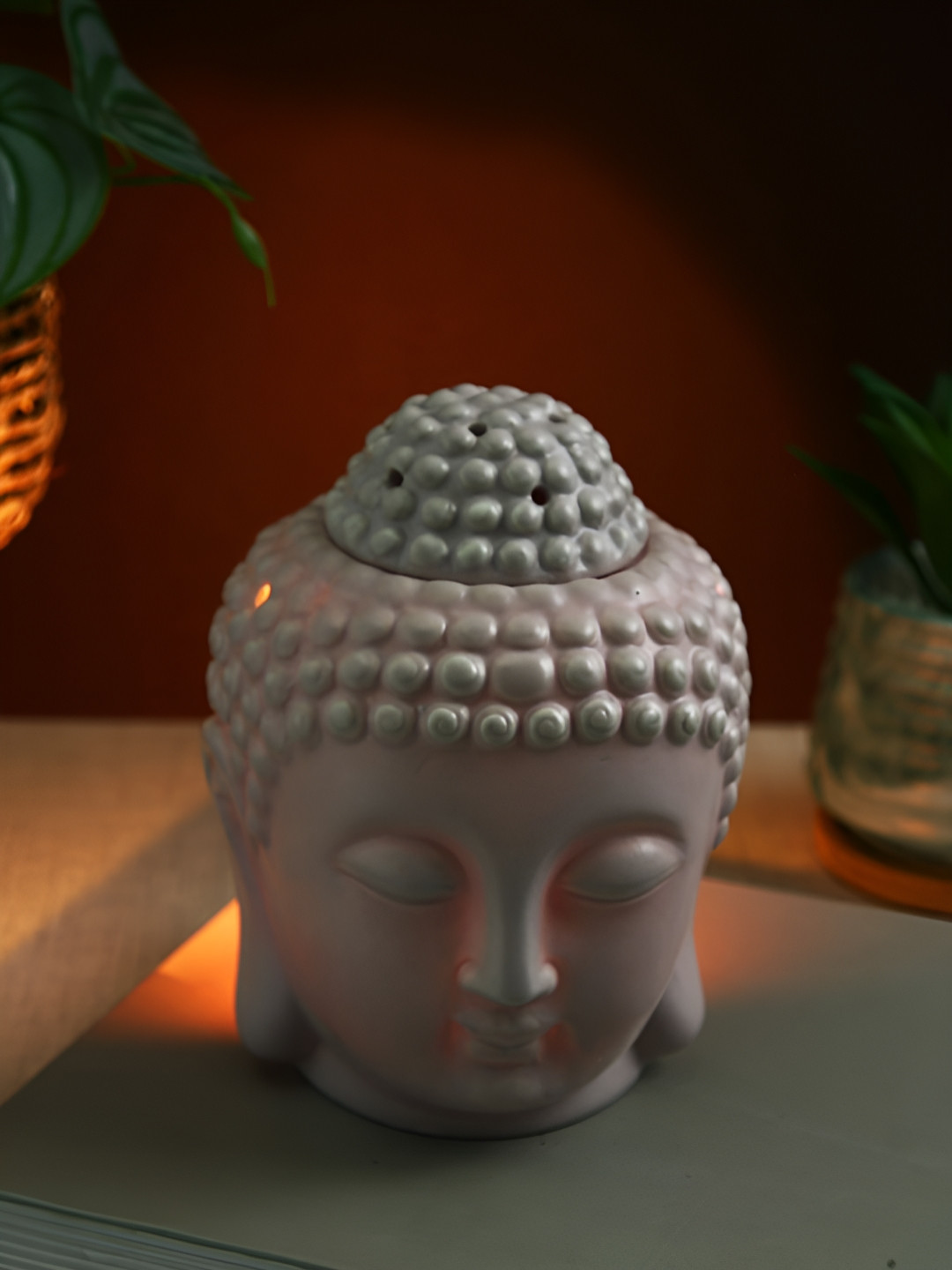 TAYHAA Grey Textured Zen Gradient Buddha Head Diffuser