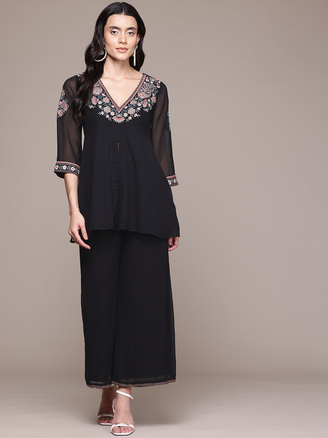 aarke Ritu Kumar Shloka Embroidered Kurti & Palazzo Co-Ord Set