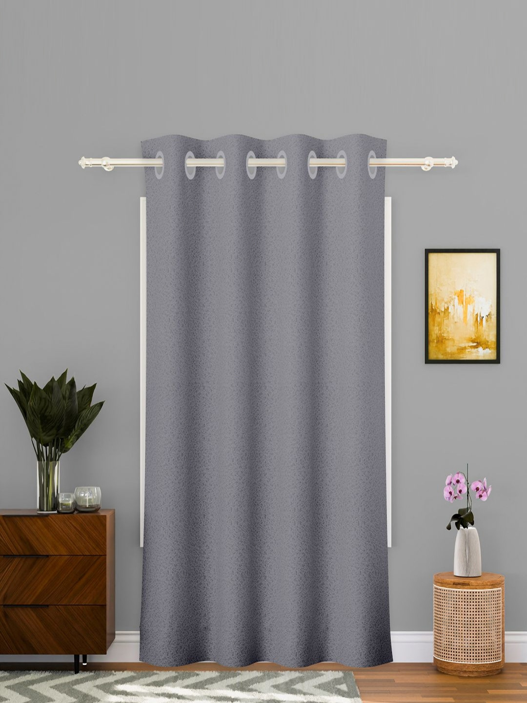 Aura Grey 7 Feet Stylish Light Control & Pests Preventive Door Curtain