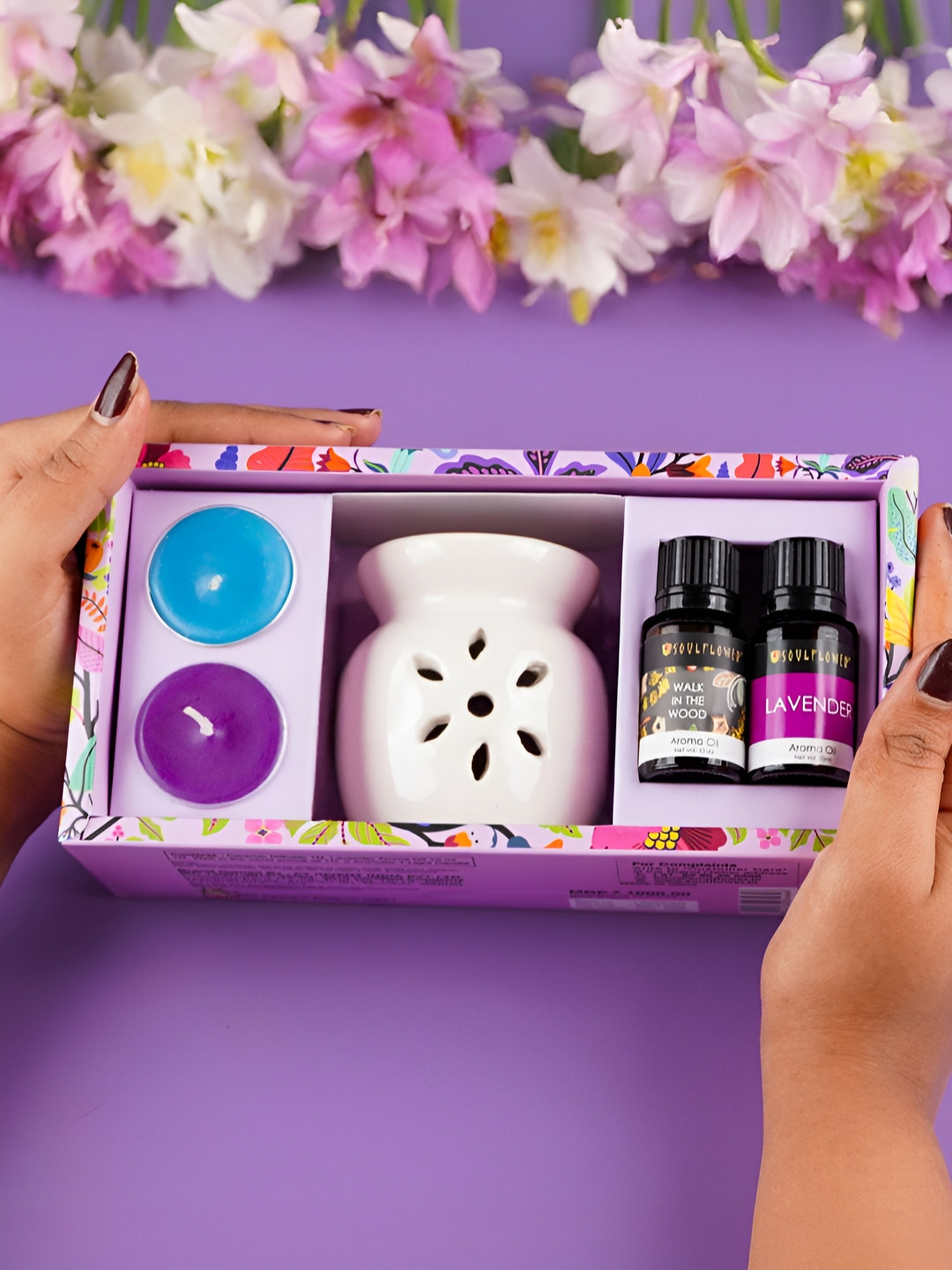 Soulflower Lavender & Walk In The Wood Ceramic Aroma Oil Diffusers Set