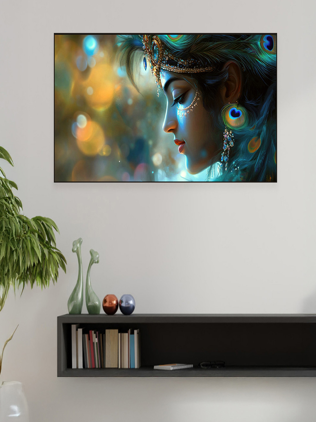 nestroots Grey & Gold-Toned Majestic Flight Of The Stallion Canvas Wall Painting