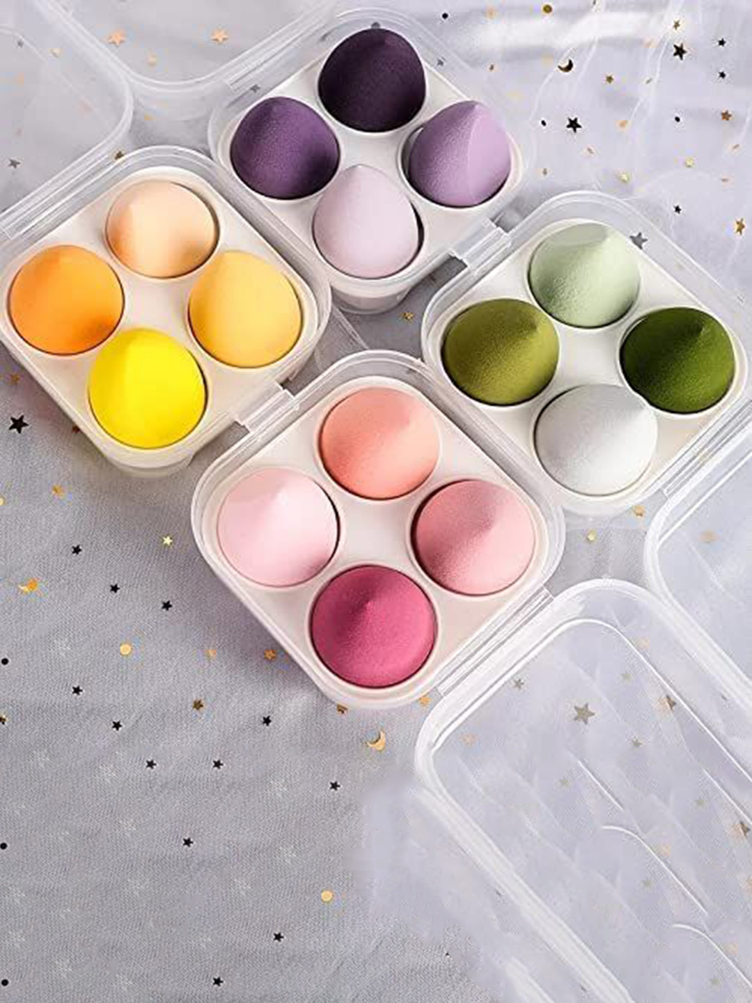 Gonegal Set Of 6 Soft Egg Shaped Blender Sponge With Round & Finger Puff