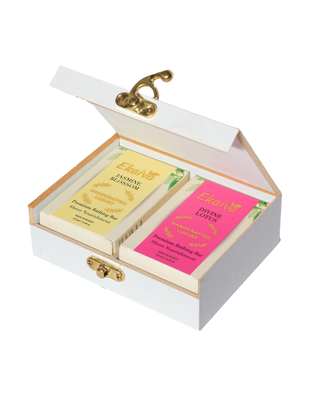 Ekaiva Organics Set Of 2 Jasmine Blossom & Divine Lotus Soap Luxury Gift Box- 125 g Each