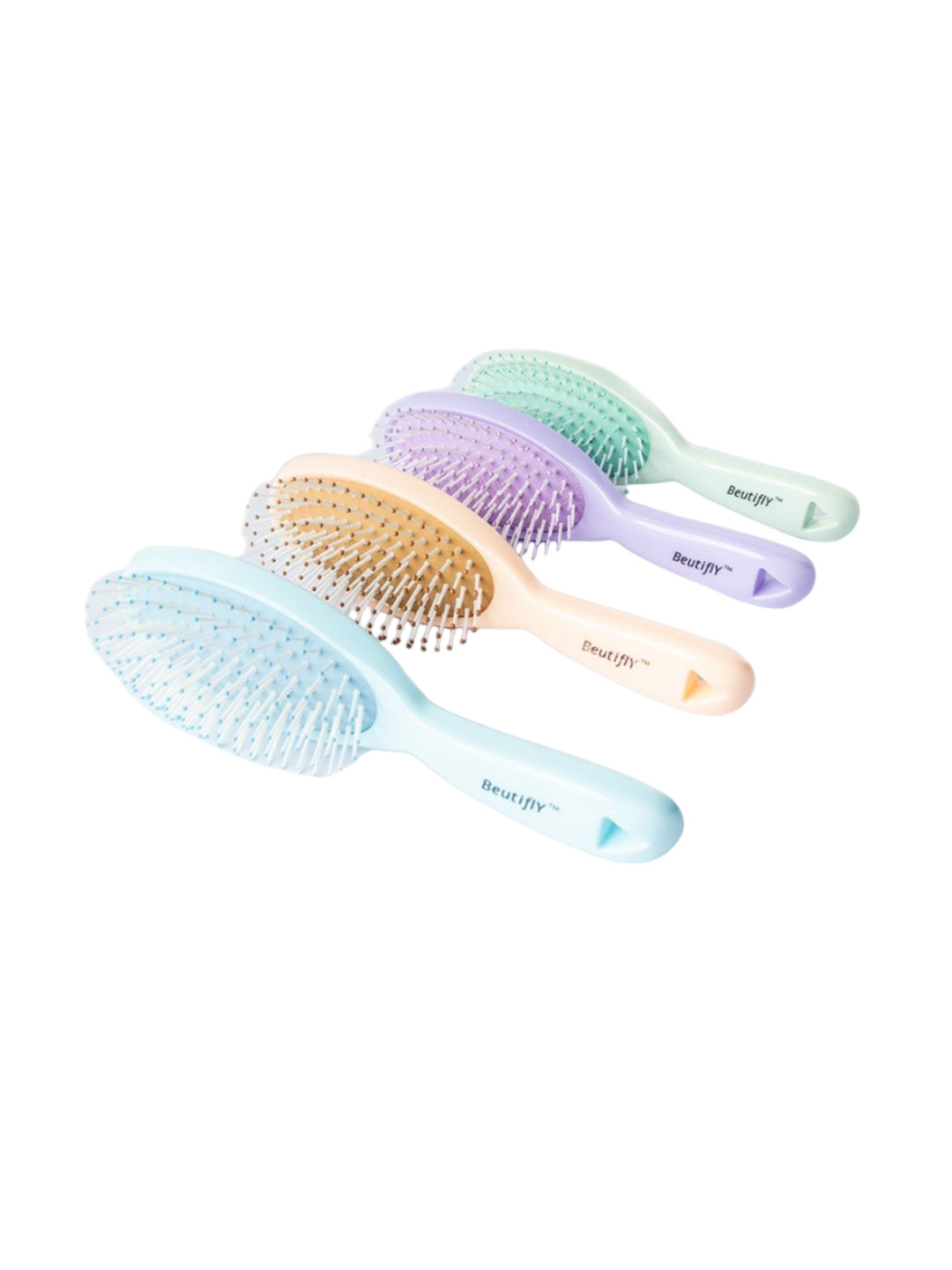 Beutifly Round Glossy Finish Hair Brush - Cream