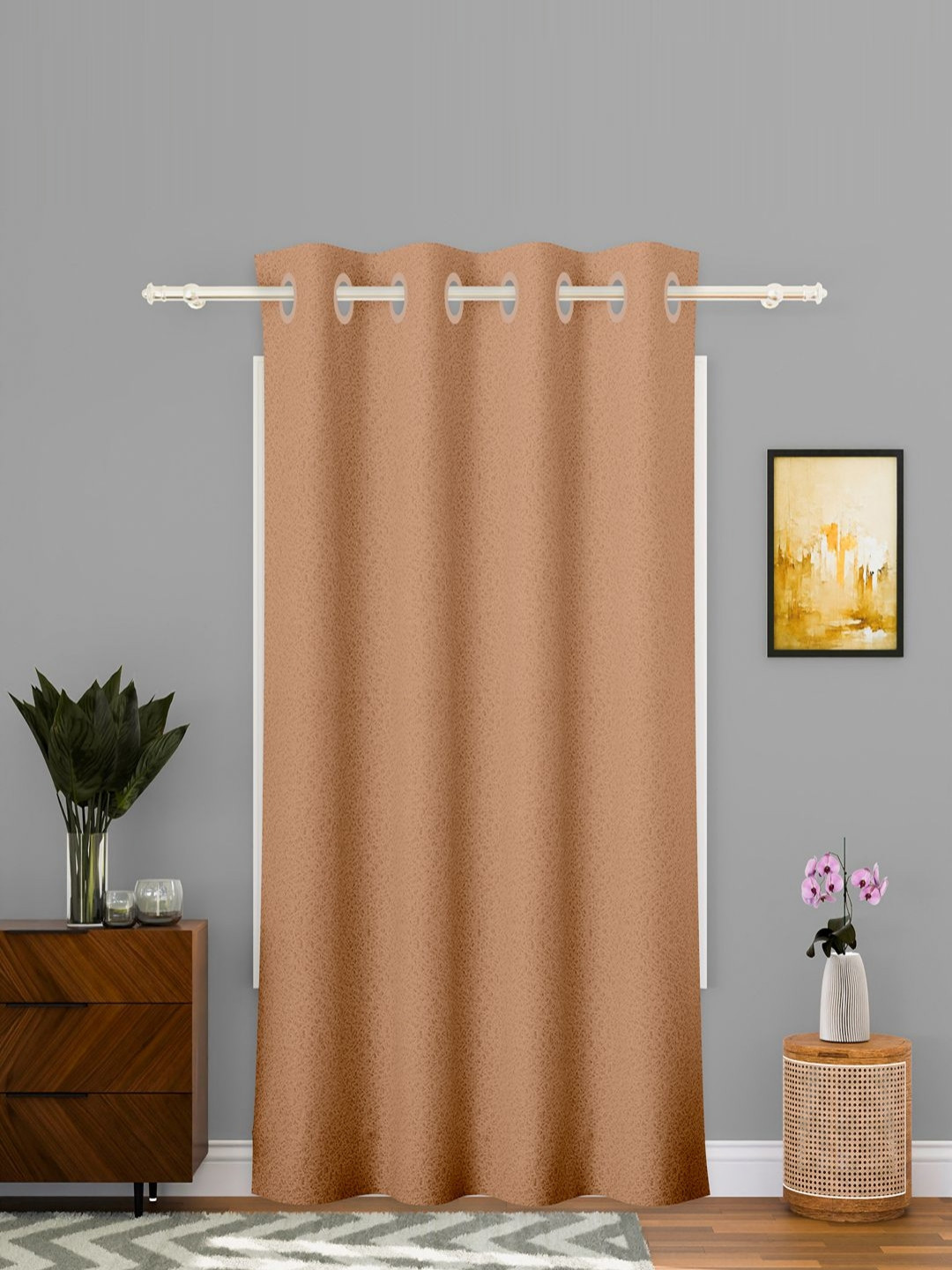 Aura Gold-Toned Stylish Light Control & Pests Preventive Door Curtain- 7 Feet