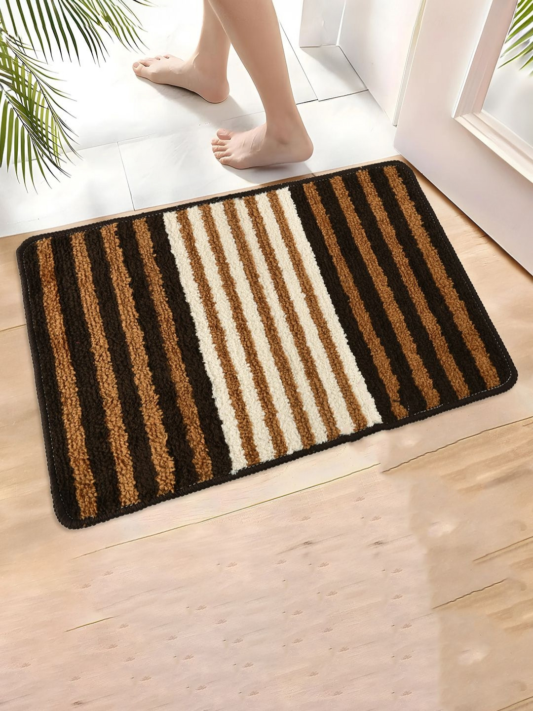 Aura Brown & White Anti-Skid Door Mats