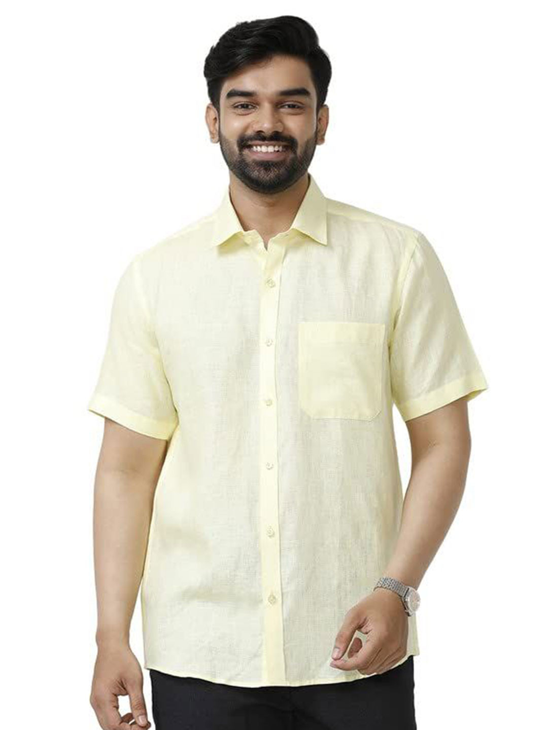 UATHAYAM Regular Fit Spread Collar Pure Cotton Casual Shirt