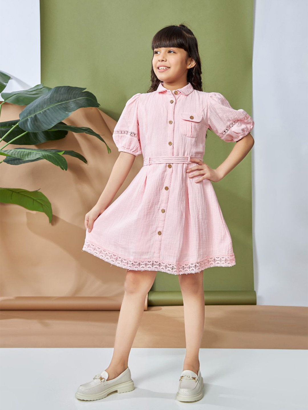 Peppermint Bell Sleeve A-Line Dress