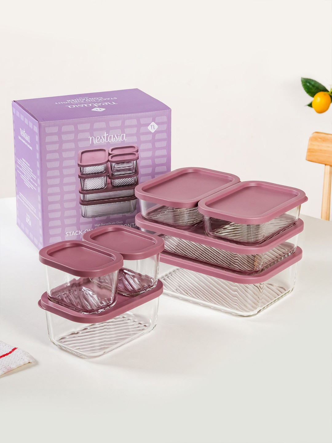 Nestasia 7 Pcs Stackable Food Storage Containers