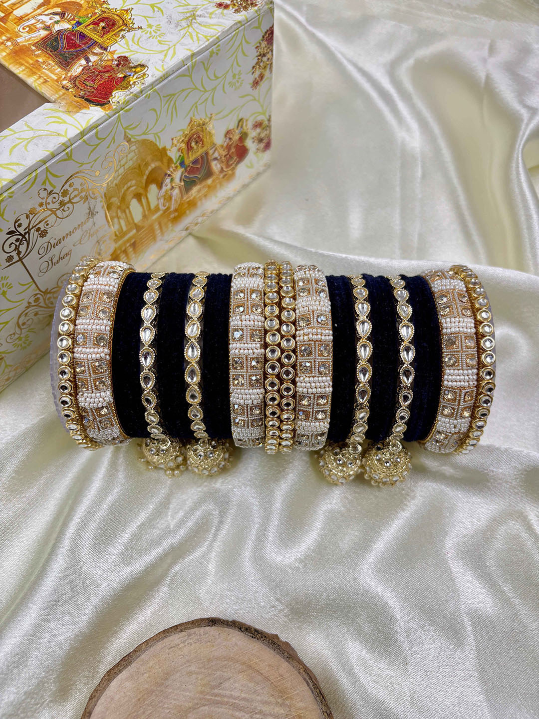 Wedding Chuda by Hitesh Bangles Set Of 42 Stone-Studded & Beaded Bangles