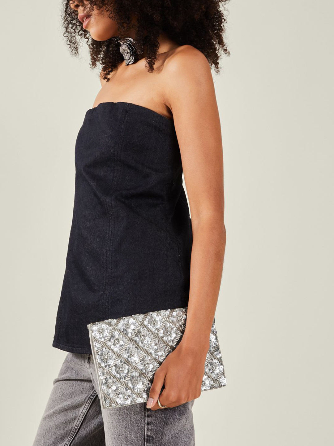 Accessorize Women Tianna Metallic Embellished Clutch Bag