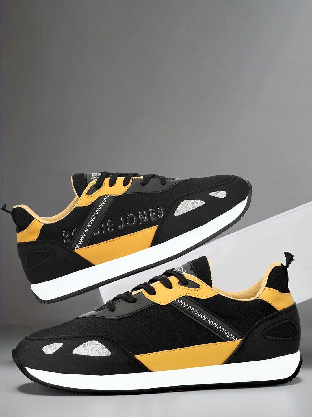 Robbie Jones Colourblocked Round Toe PU Sneakers