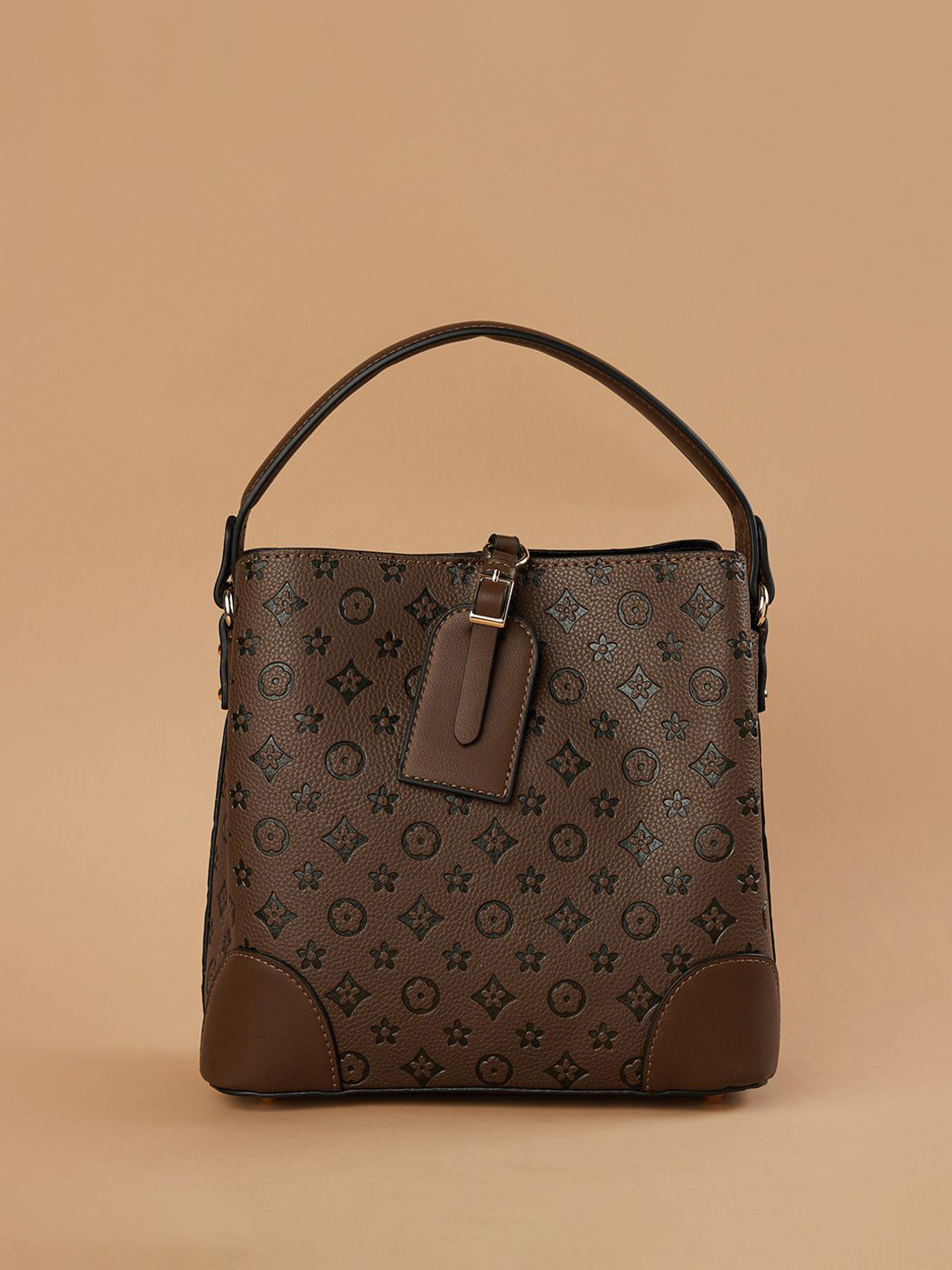 Ginger by Lifestyle PU Structured Shoulder Bag with Cut Work