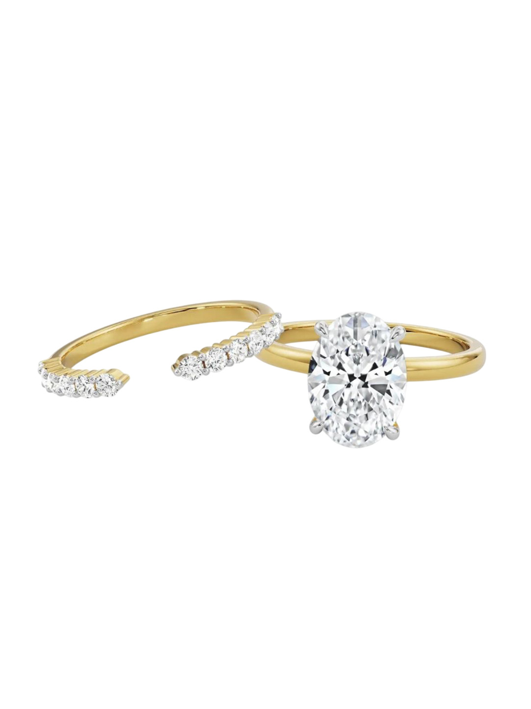 Emori Oval Bridal Set Lab Diamond Ring in 18KT Gold