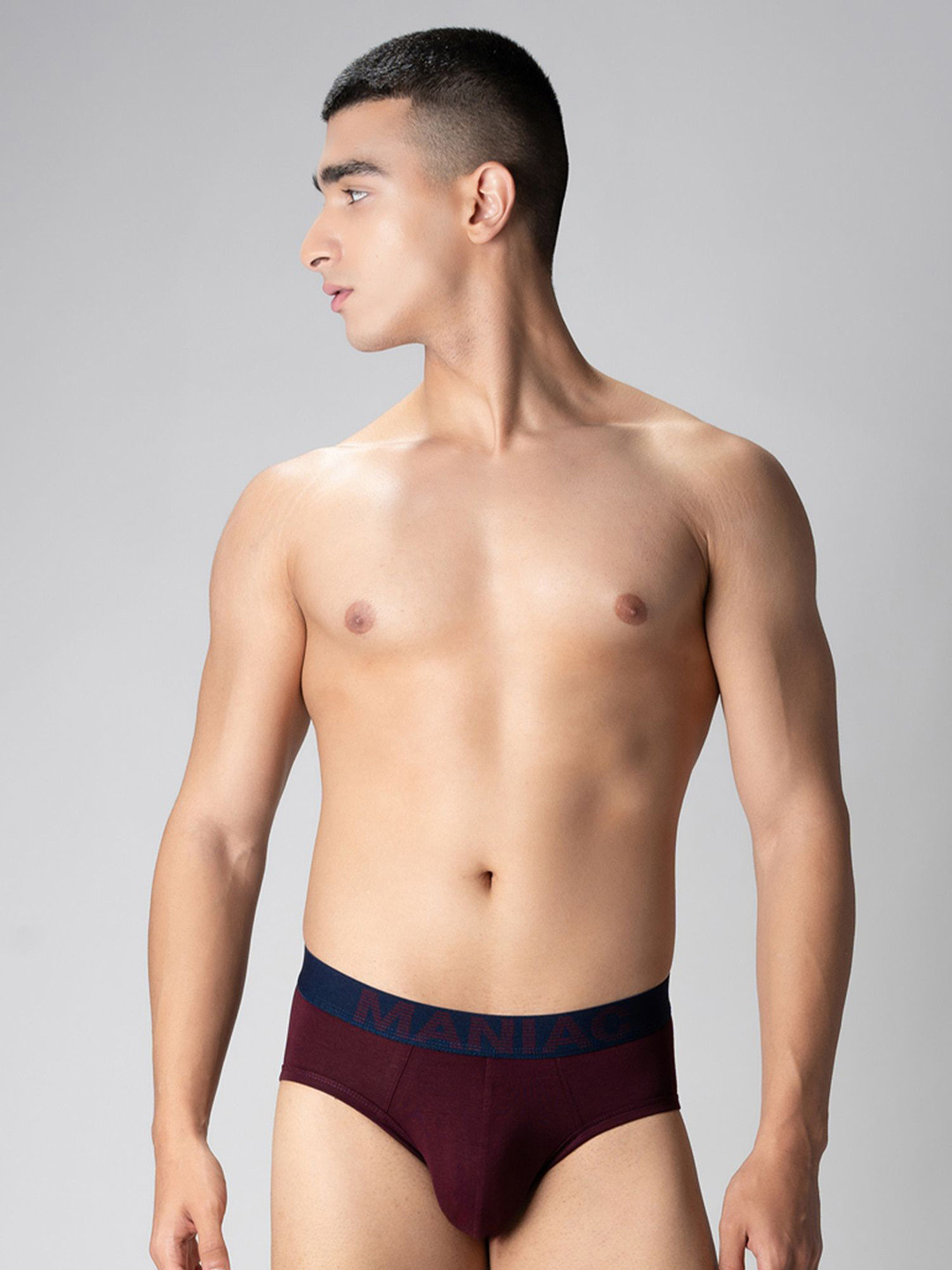Maniac Cotton Mid Rise Basic Briefs MN24-COTN-NAVY-BRIEF-S