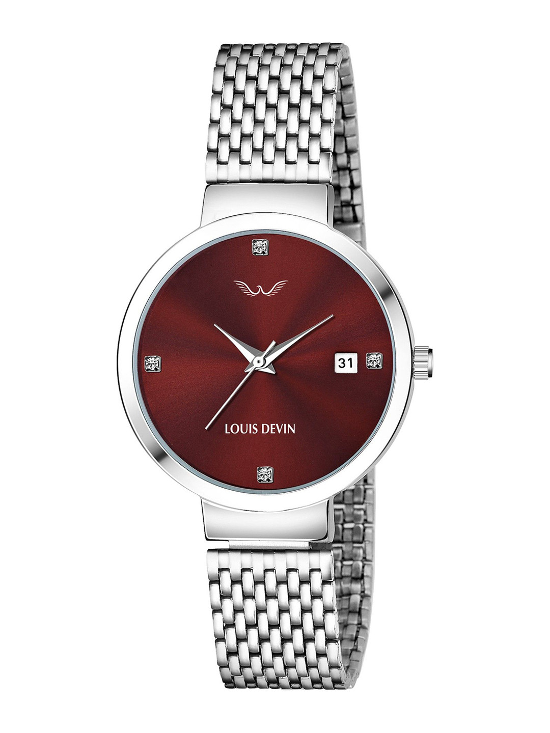 LOUIS DEVIN Women Brass Printed Dial & Stainless Steel Bracelet Style Straps Analogue Watch LD150-WYN-CH