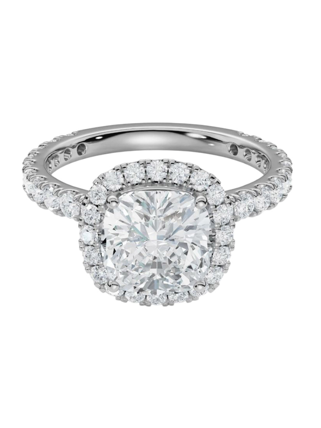 Emori Timeless Cushion Square Engagement Lab Diamond Ring in 18KT Gold