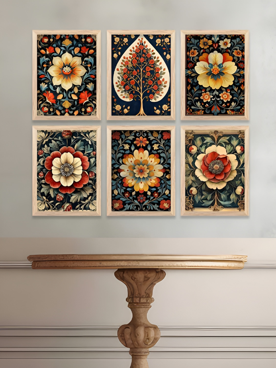 Kotart Brown & Teal 6 and more Piece Wood Floral and Botanical Wall Paintings