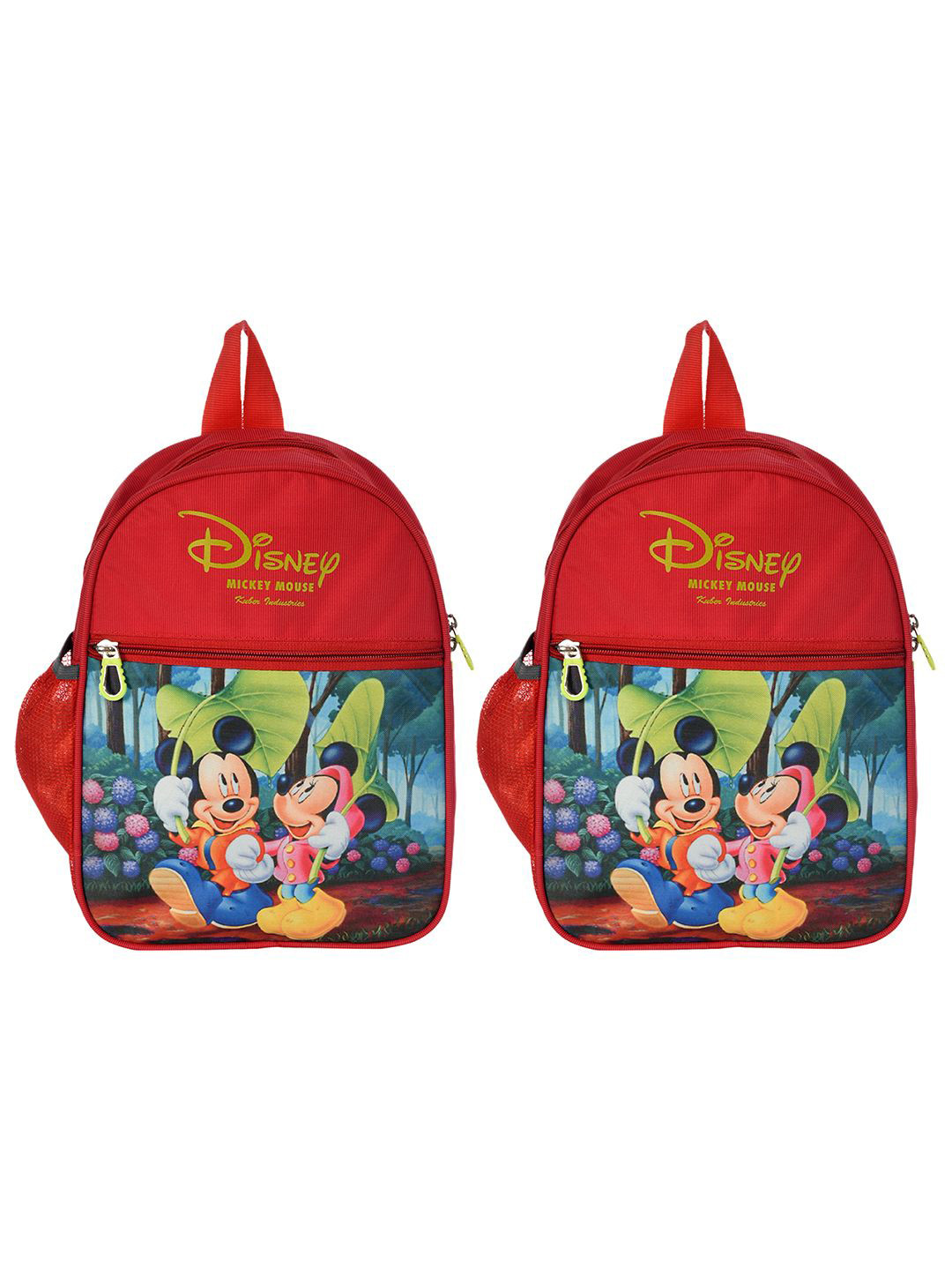 Kuber Industries Set of 2 Mickey & Minnie Print Rexine Portable School Bag Backpack